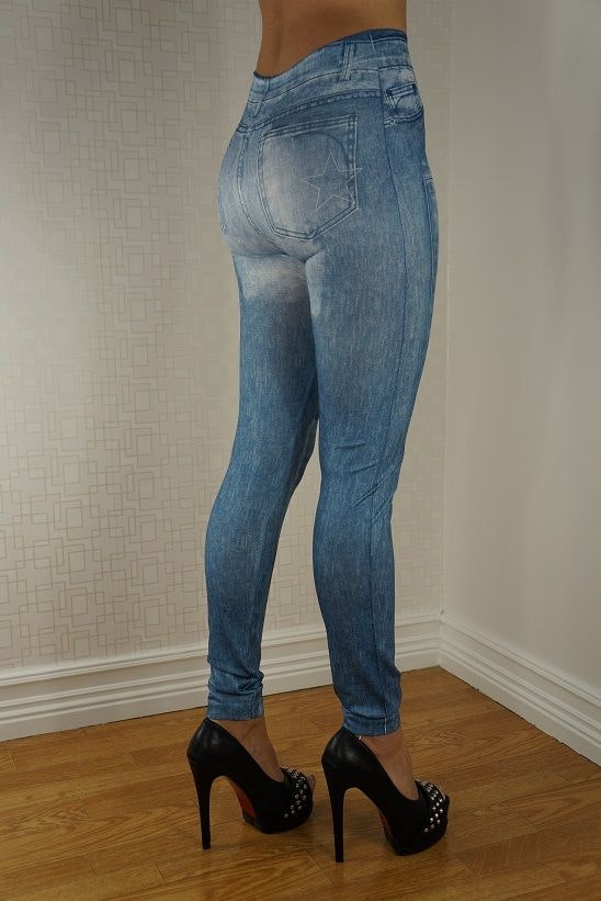 Summer Look Blue Jeans Print Leggings