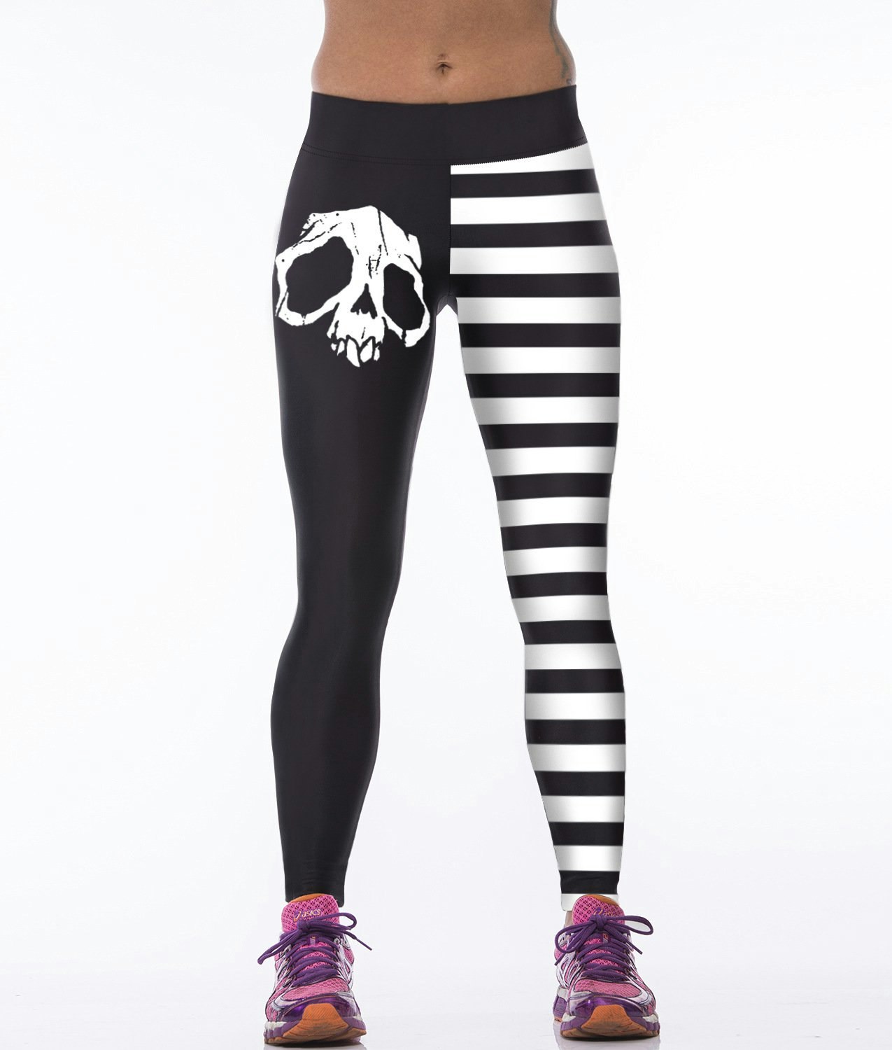 High Waist Skull Patchwork Gym Sport Yoga Fitness Leggings Pants