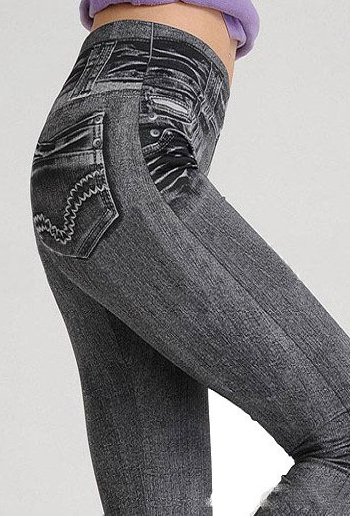 Black Fake Pocket Jeans Leggings
