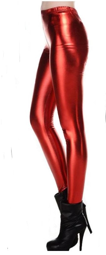 Red Metallic Leggings