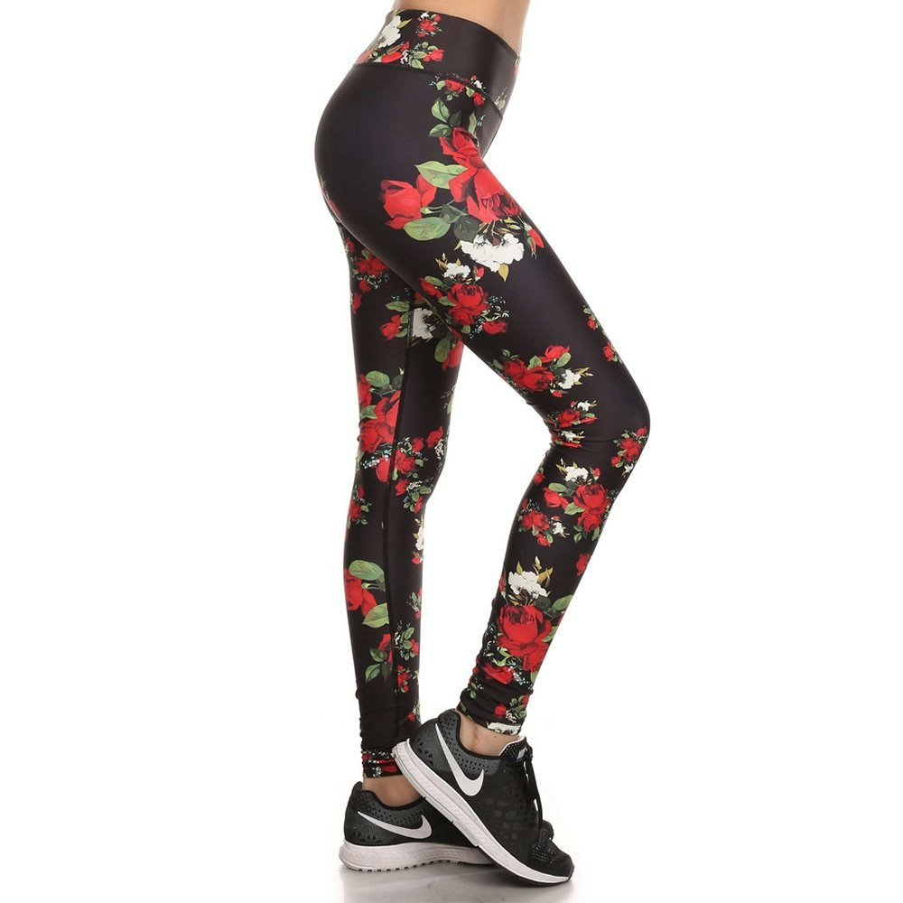 Roses Gym Sport Yoga Fitness Leggings Pants