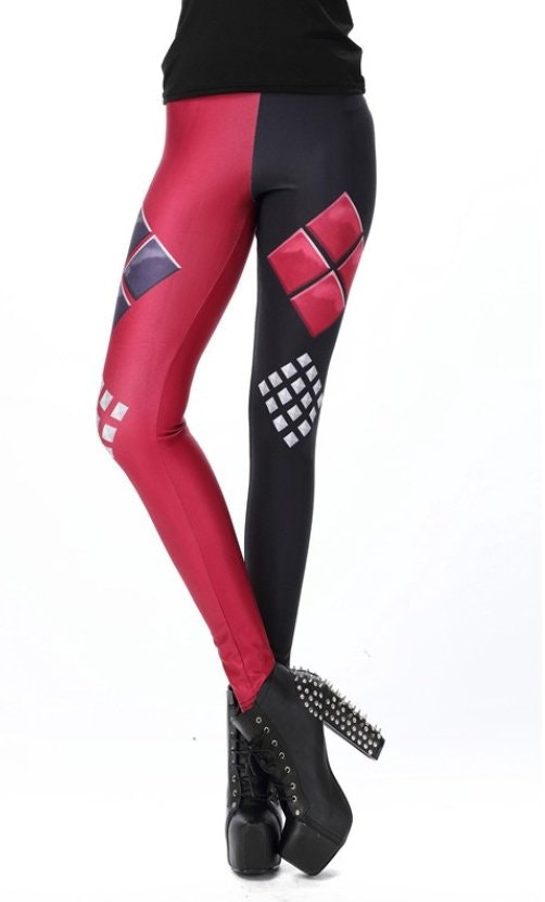 Black and Red Harley Quinn Leggings One Size