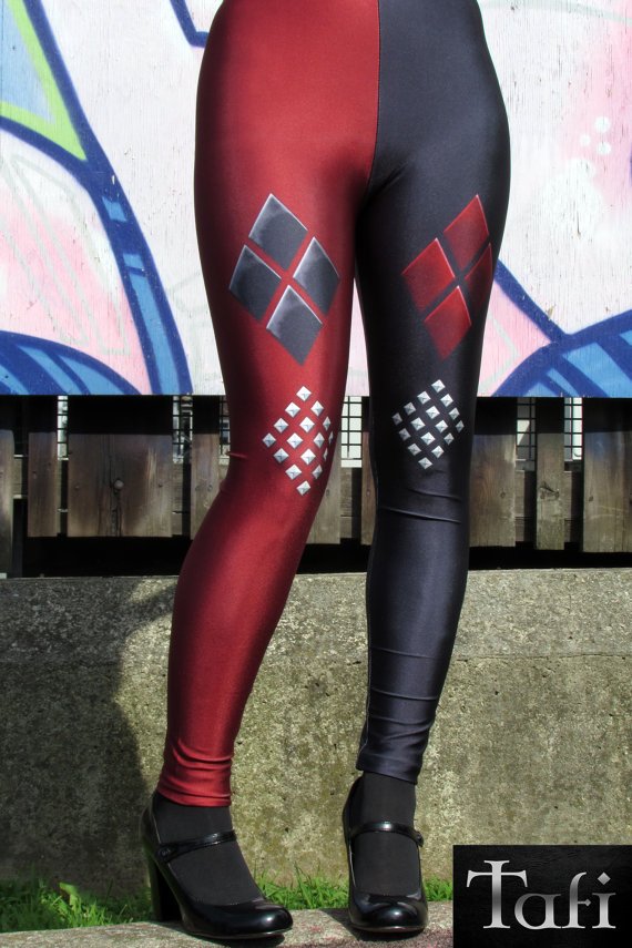 Black and Red Harley Quinn Leggings One Size