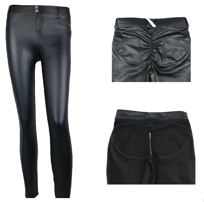 Pu Leather Low Waist Leggings Woman Sexy Hip Push Up Pants Gothic Leggings Jeggings