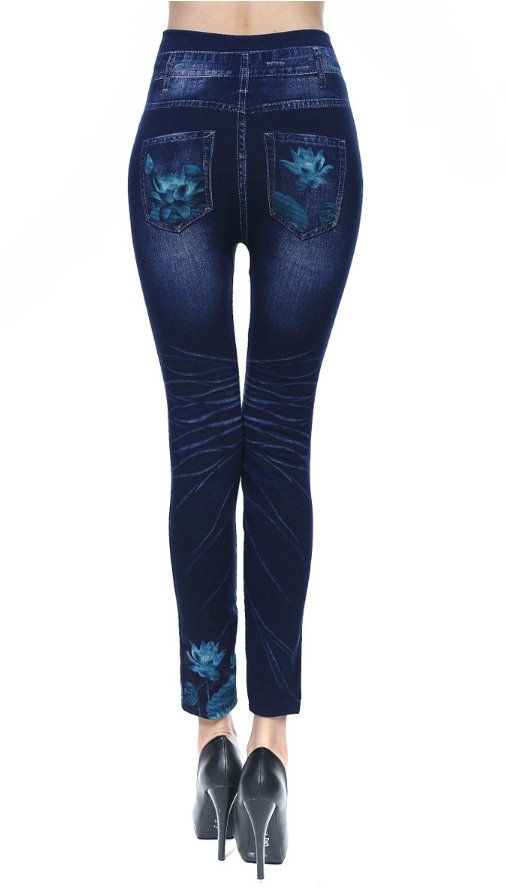 Jeans Leggings with Flower and Hole