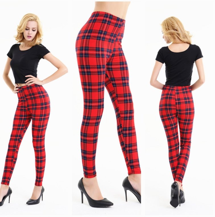 Röd Rutiga Tartan Leggings