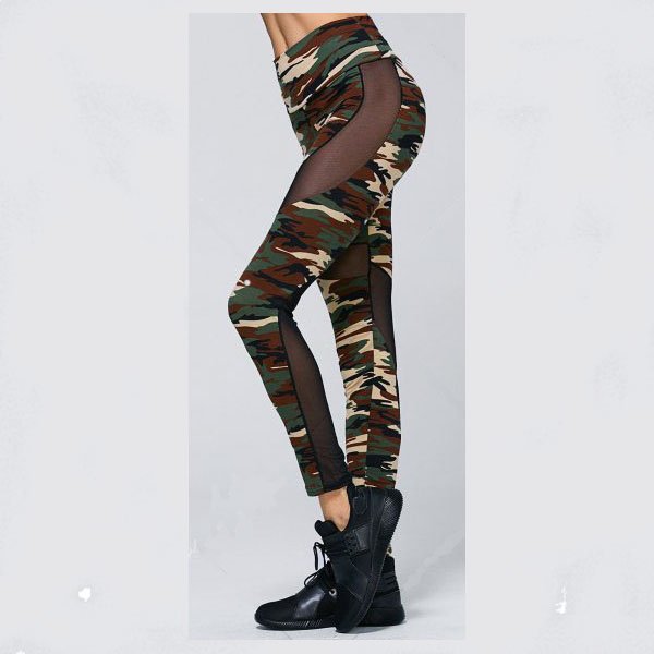 Camouflage Leggings with Mesh