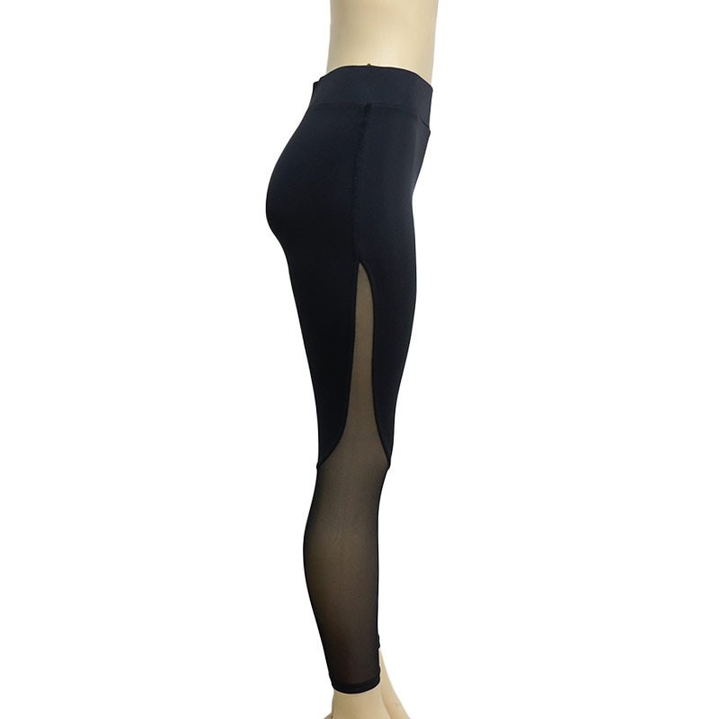 Fitness Leggings with Patchwork Mesh