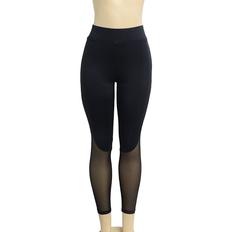 Fitness Leggings with Patchwork Mesh
