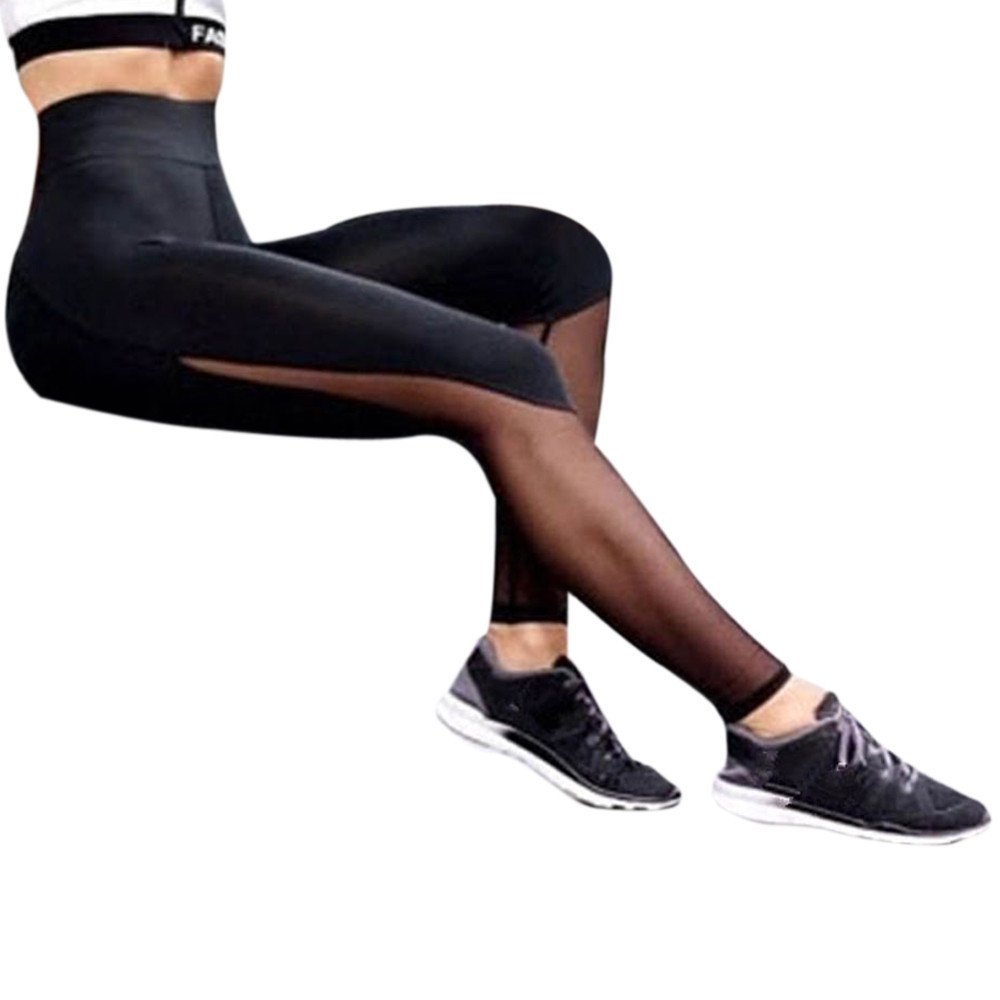 Fitness Leggings with Patchwork Mesh