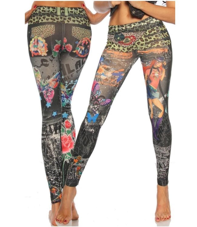 DANCING GIRL JEANS PRINT LEGGINGS