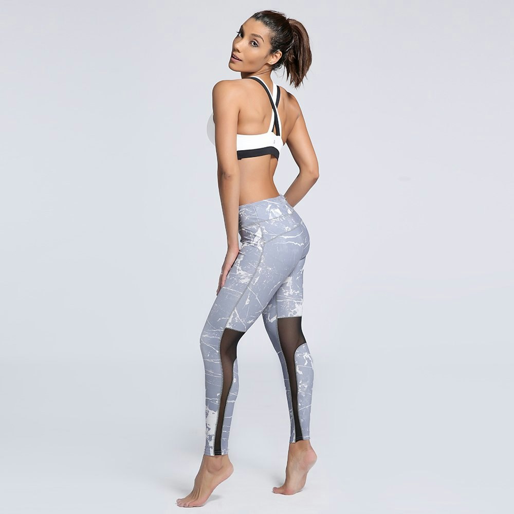 Grå Yoga Fitness Tights Leggings Pants