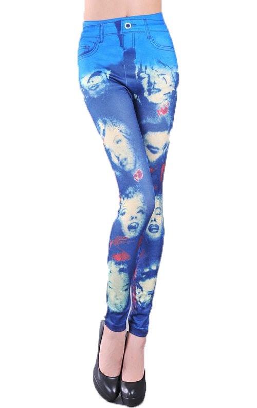 Marilyn Monroe Leggings Blå och Svart