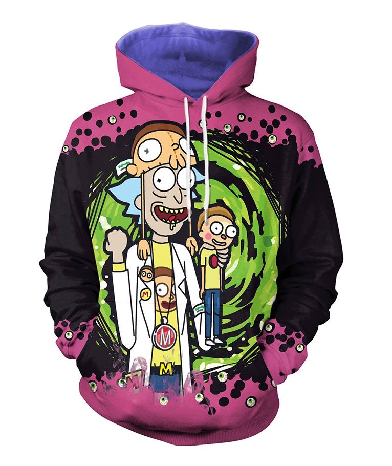 Cartoon 3D Rick and Morty Men Hoodies