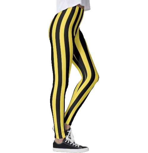 Randiga leggings i svart och gult