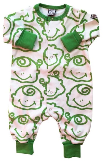 Pyjamas, grön-vit, strl 50-56
