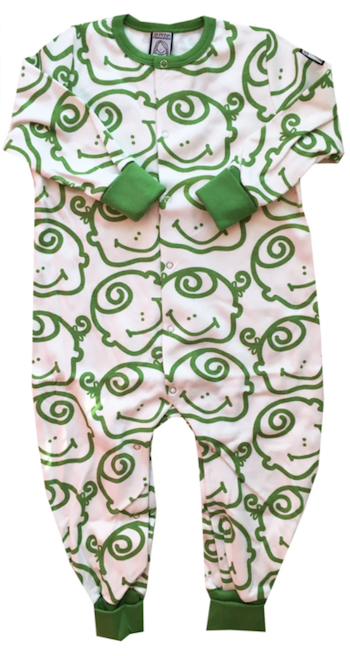 Pyjamas, grön-vit, strl 74-80