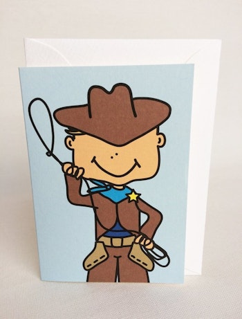 Litet kort med kuvert - Cowboy