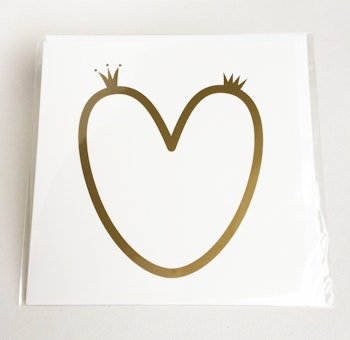 Kvadratiskt kort med kuvert - Hjärta med kronor