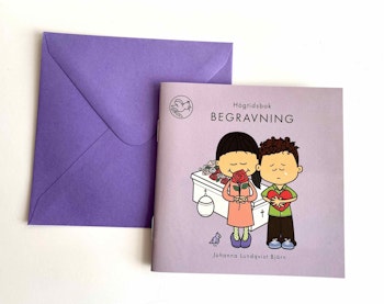 Högtidsbok Begravning med kuvert. Liten fyll-i-bok för barn 3-9 år