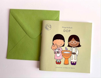 Högtidsbok Dop med kuvert. Liten fyll-i-bok för barn 3-9 år