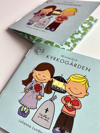 Minnesbok Kyrkogården. Liten fyll-i-bok för barn 3-9 år