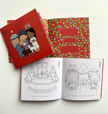 Högtidsbok Jul. Liten fyll-i-bok för barn 3-9 år