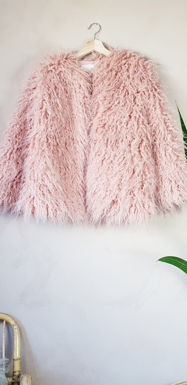 H&M rosa fluffig jacka storlek XS