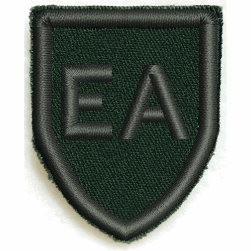 Gruppmärke sköld EA, tygmärke med kardborre (980178), leverans normalt inom 48 timmar