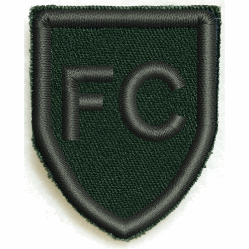 Gruppmärke sköld FC, tygmärke med kardborre (980183), leverans normalt inom 48 timmar