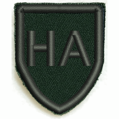 Gruppmärke sköld HA, tygmärke med kardborre (980187), leverans normalt inom 48 timmar