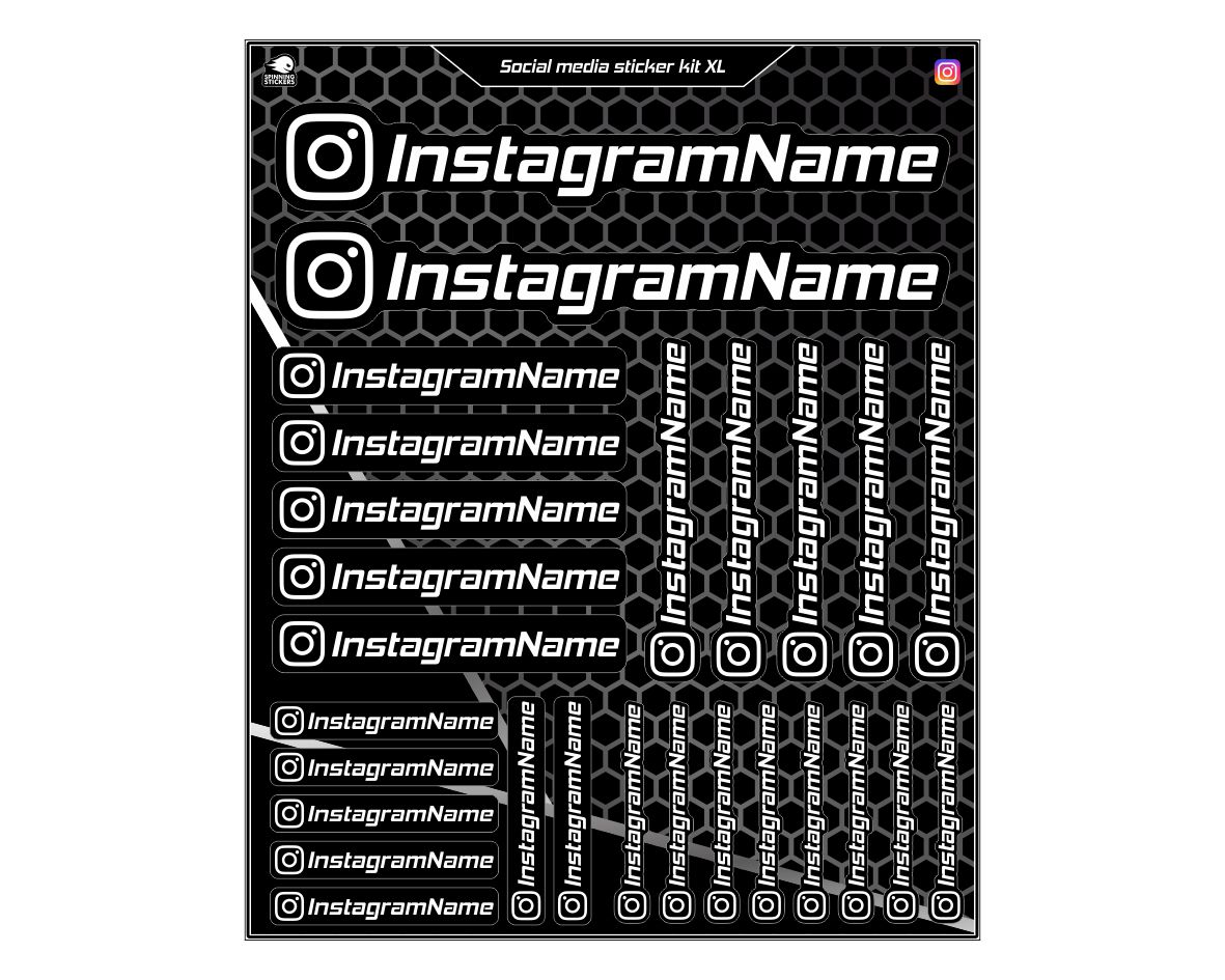 Instagram Social Media Sticker kit - XL - "Mixed text size"