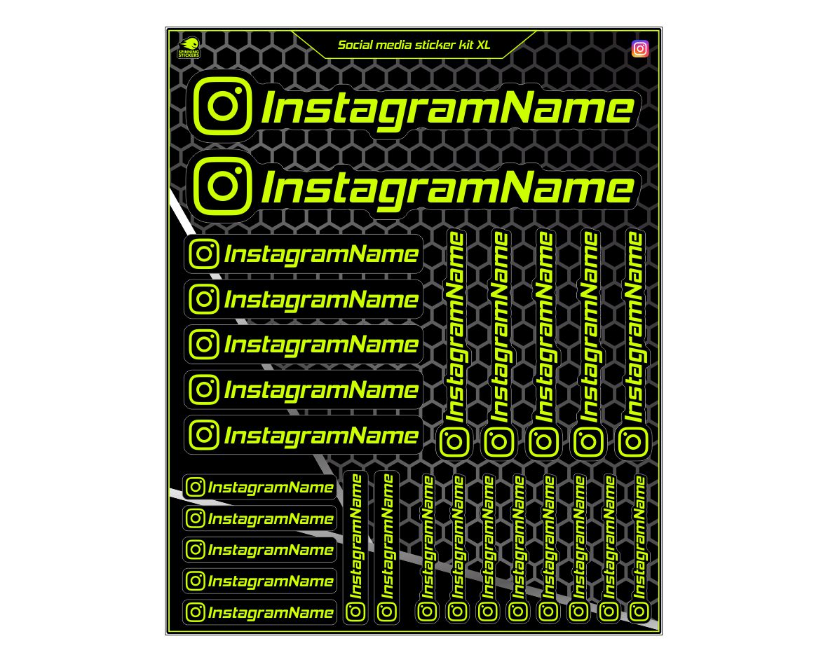 Instagram Social Media Sticker kit - XL - "Mixed text size"