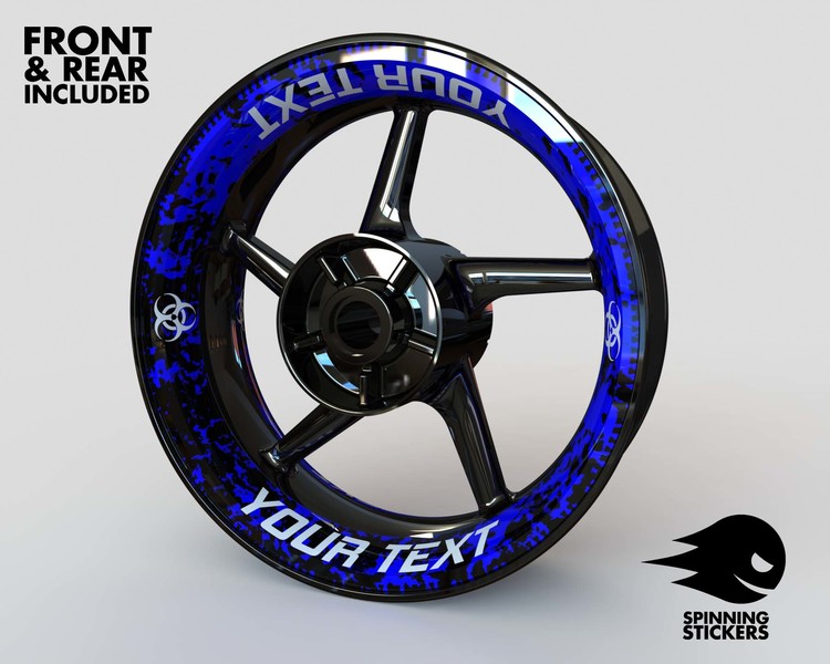 "Your Text" Biohazard Wheel Stickers - Premium Design