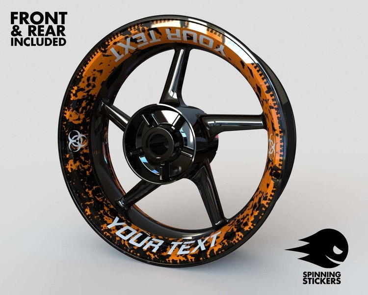 "Your Text" Biohazard Wheel Stickers - Premium Design