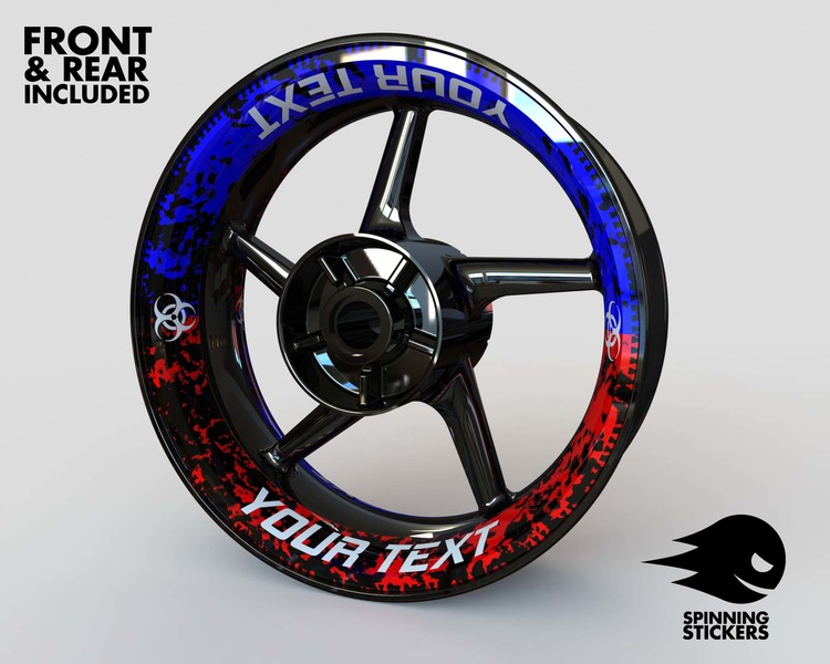 "Your Text" Biohazard Wheel Stickers - Premium Design