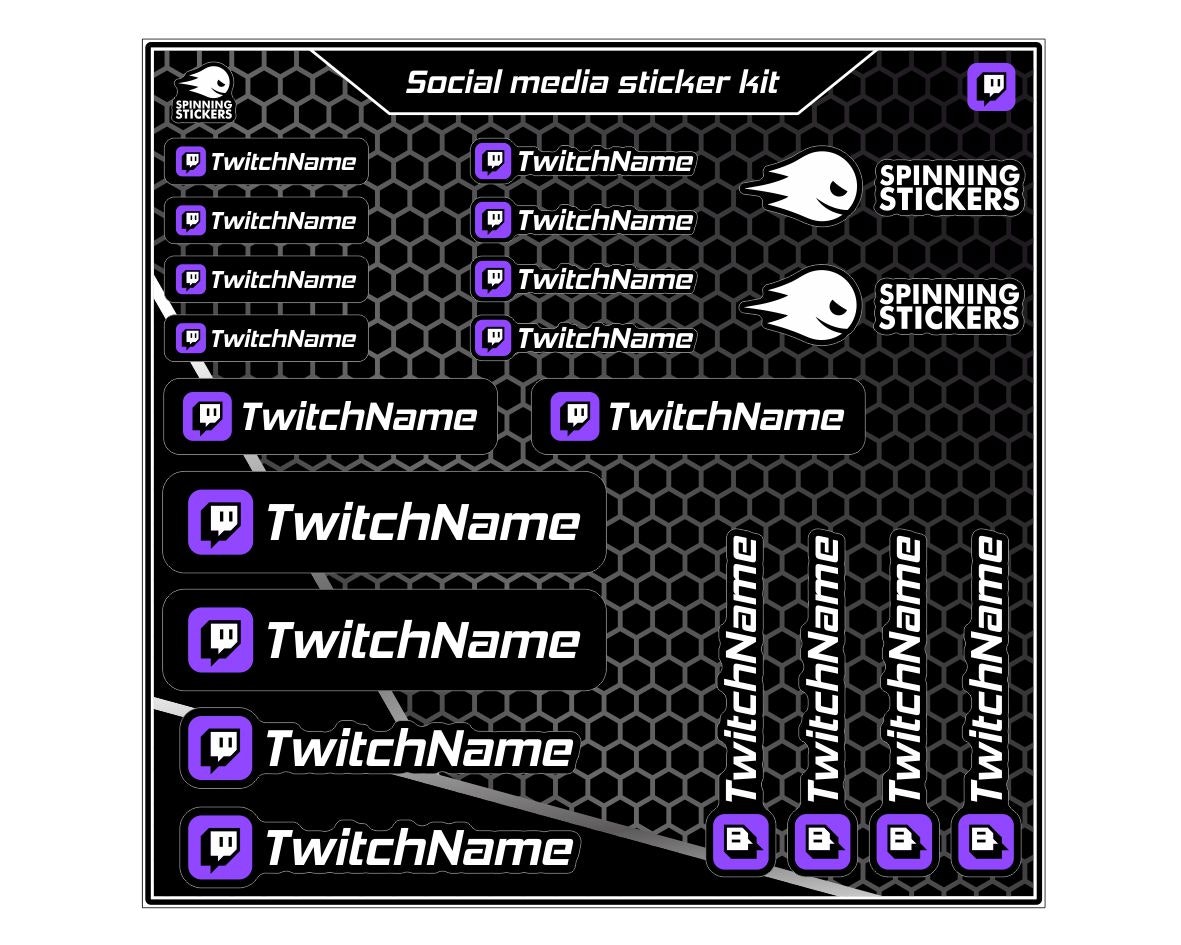 Kit di adesivi per social media di Twitch