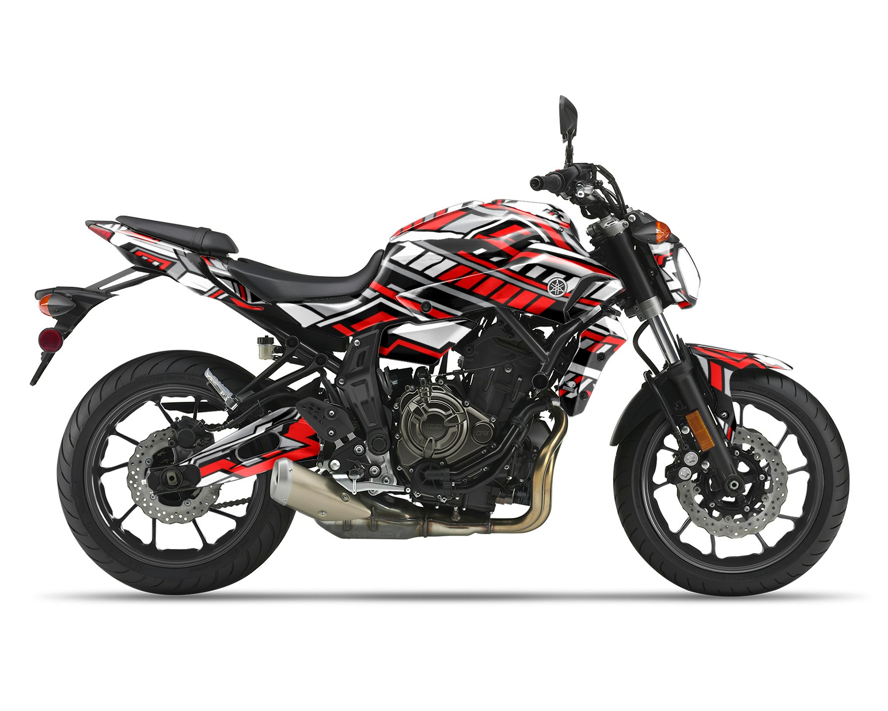 Yamaha MT-07 Motorcycle with Red and white fairing stickers