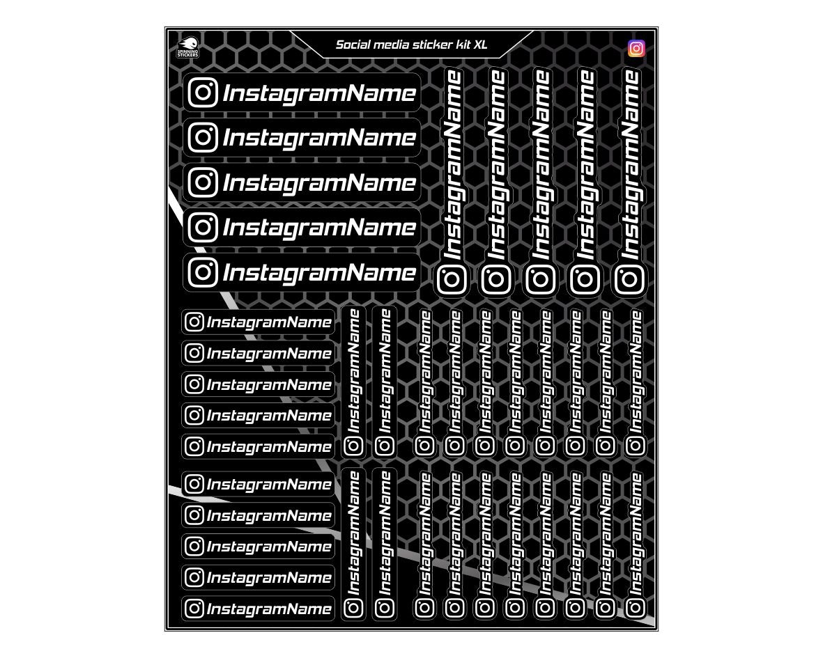 Instagram Social Media Sticker kit - XL - "Small text size"