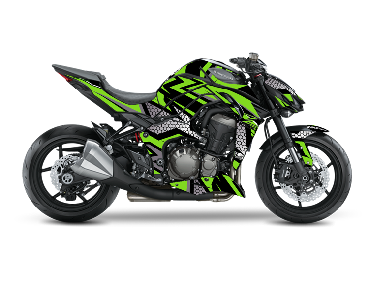 Kawasaki Z1000 Graphics Kit - "Hexagon" 2007-2020 - SpinningStickers | #1  Motorcycle & Powersport Graphics
