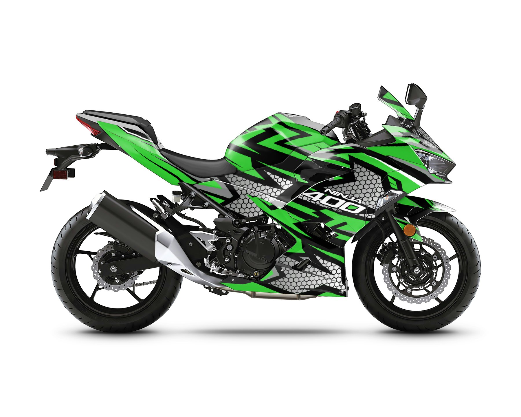 Kawasaki Ninja 400 Graphics Kit - "Hexagon" 2018-2023 - SpinningStickers |  #1 Motorcycle & Powersport Graphics
