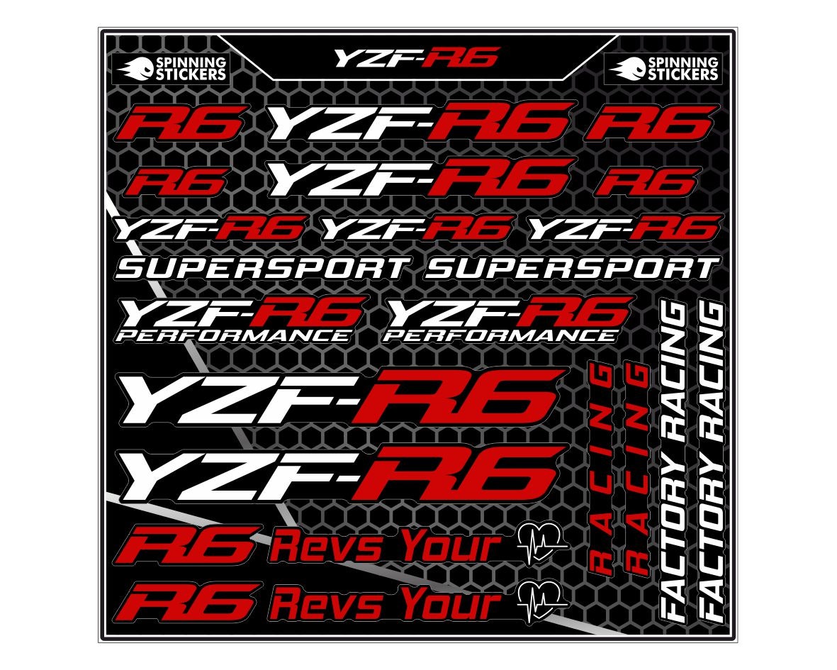 Yamaha YZF-R6 Kit adhesivos - SpinningStickers | Las mejores pegatinas para  llantas de moto