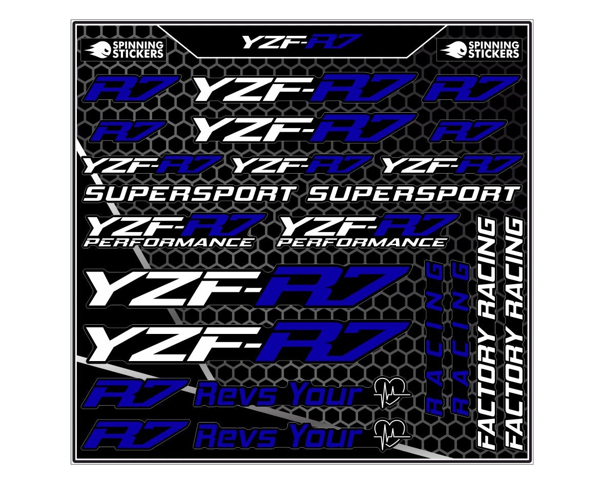 Décoration moyeu de roue pour Yamaha YZF R7 17 pouces moyeu de roue de moto  autocollant décoration YZFR7 autocollant réfléchissant (couleur : J) :  : Sports et Plein air