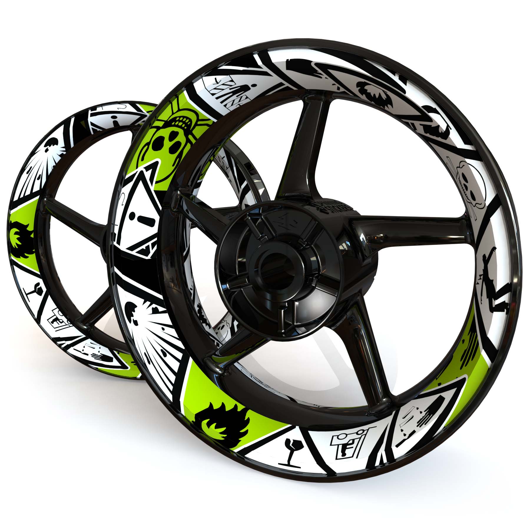 Warnings Wheel Stickers - Premium Design - SpinningStickers | #1 Motorcycle  & Powersport Graphics