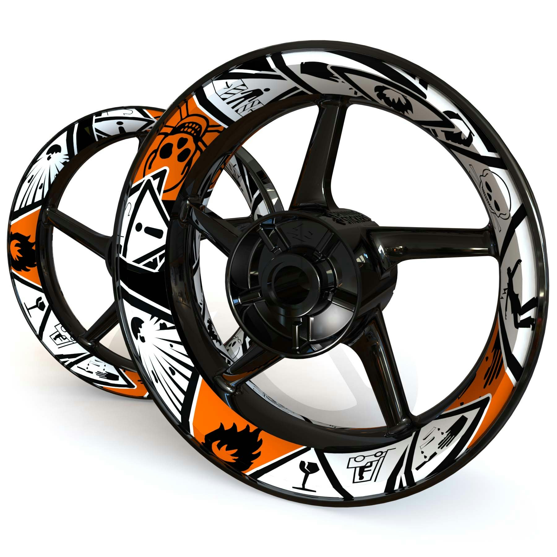 "Warning"  Wheel Stickers