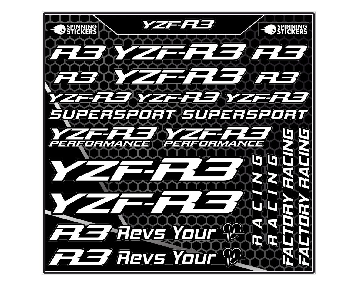 Yamaha YZF-R3 sticker kit - SpinningStickers | #1 Motorcycle & Powersport  Graphics