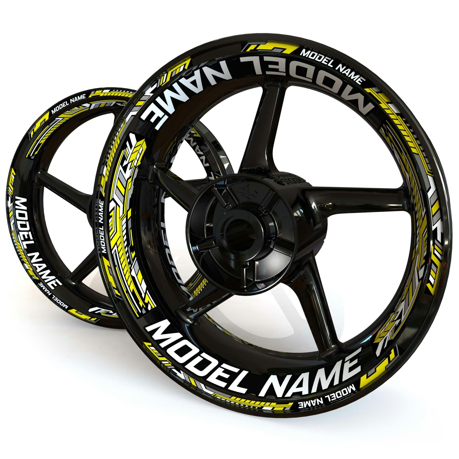"Modelnaam" Velg Stickers - "Steel Stripes"