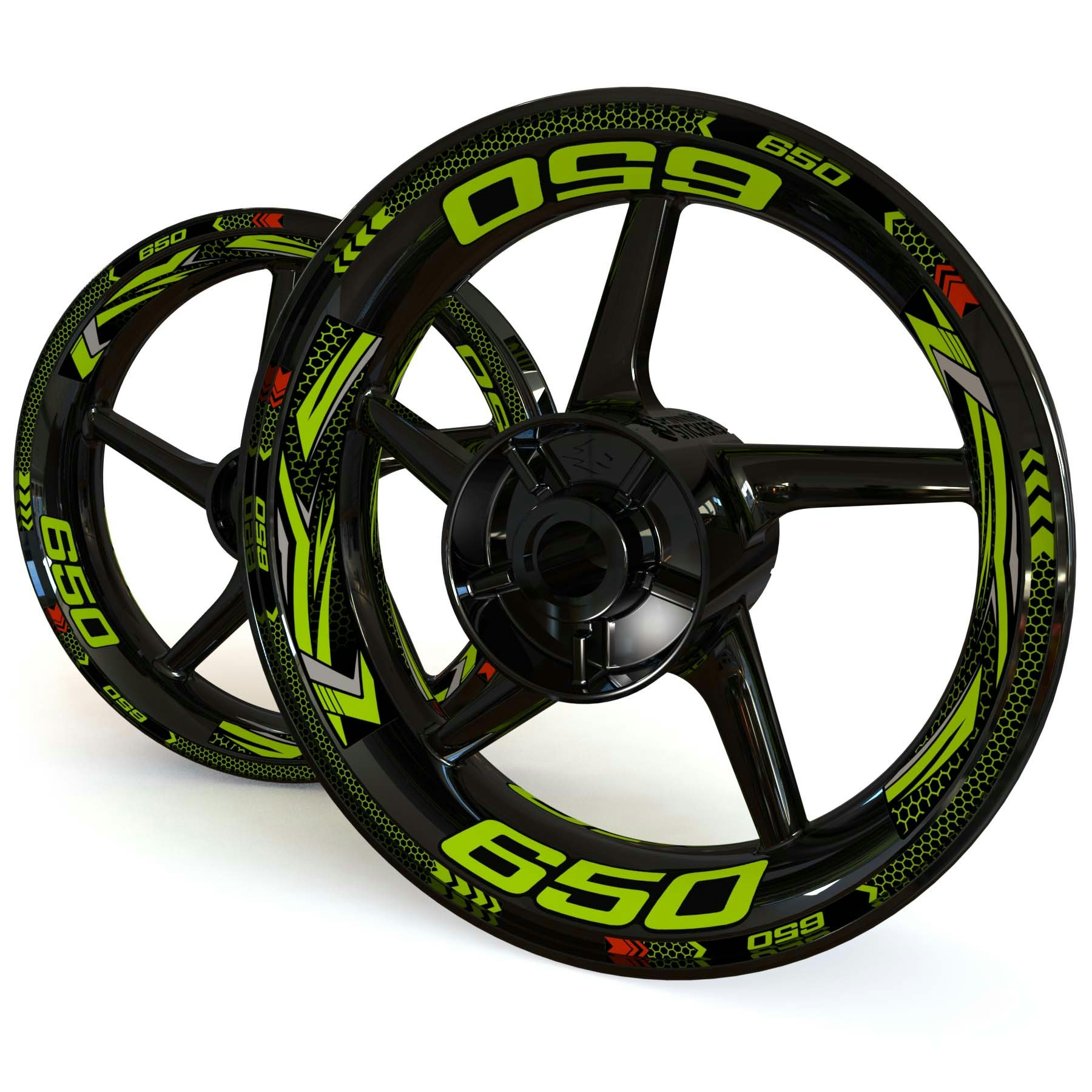 Wheel Stickers - Fits Ninja 650 - "Grid"