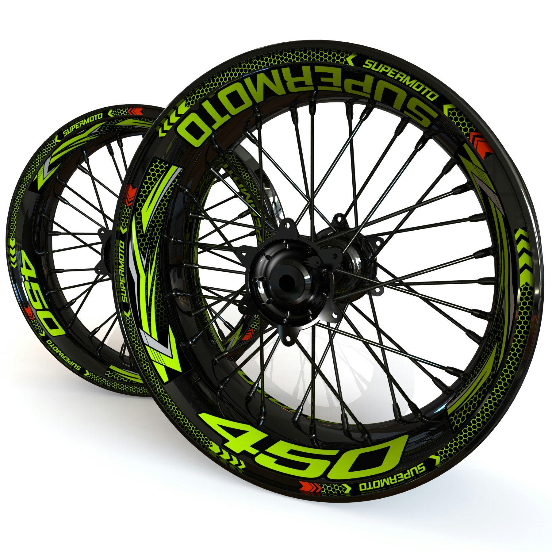 Wheel Stickers - Fits KXF450 - "Grid"
