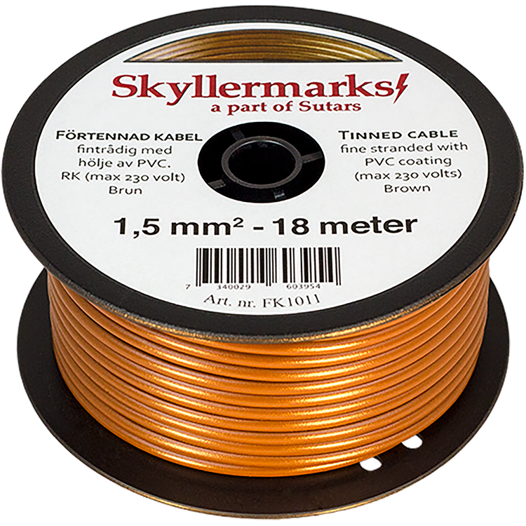 Minirulle Enledad Förtennad brun 1,5 mm² - 18 m Skyllermarks FK1011